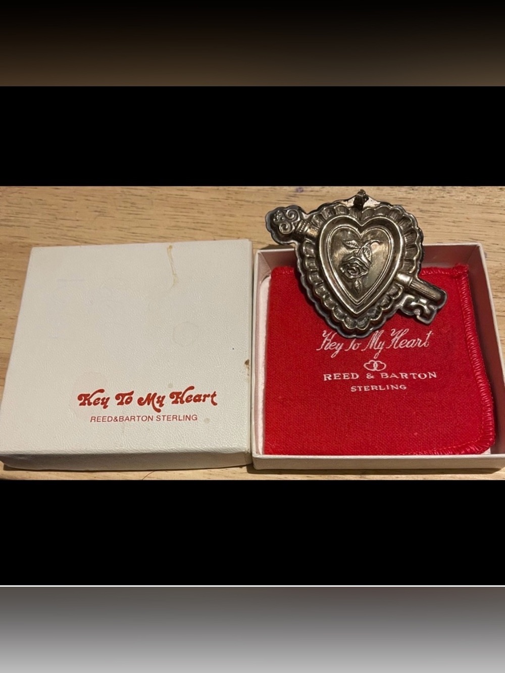 Vintage Reed & Barton Sterling Silver "Key to My Heart" Ornament Pend